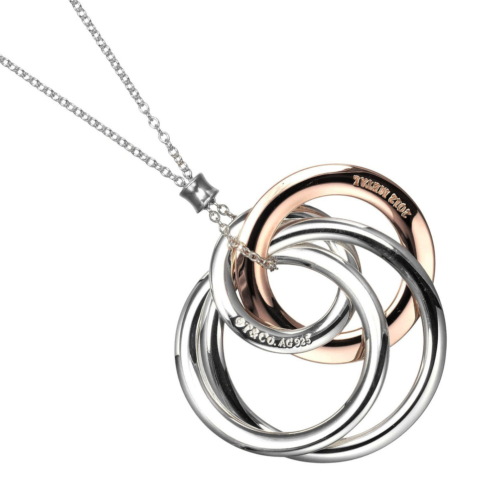 Tiffany Co Interlocking Necklace Sterling Silver Rubedo Metal